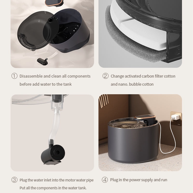 Automatic Pet Water Fountain & Feeder - 3L with Filter