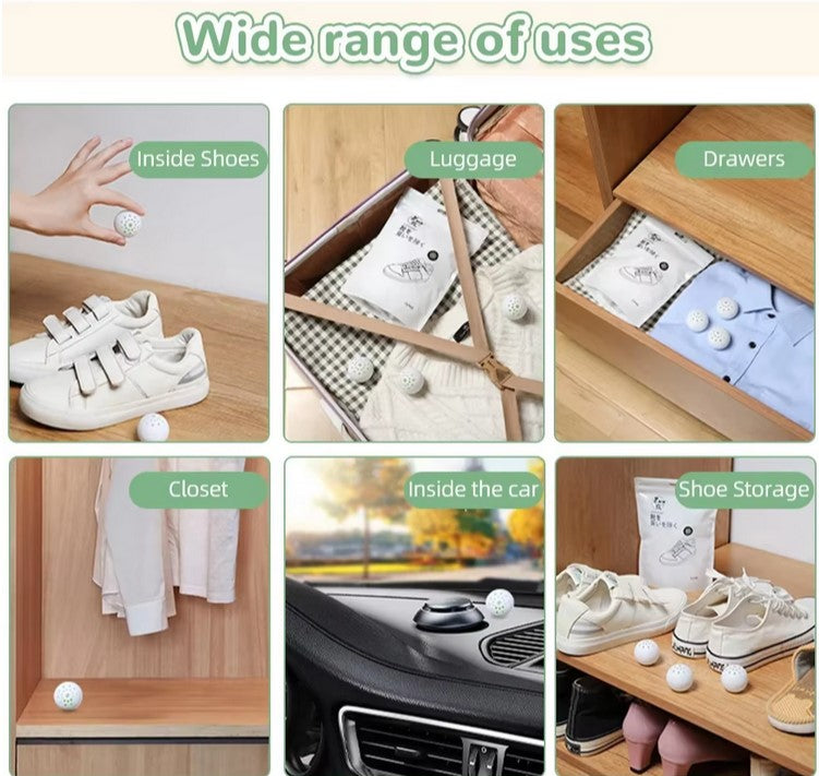 6-Pack Shoe Deodorizer Balls - Eliminate Foot Odor & Keep Shoes Fresh