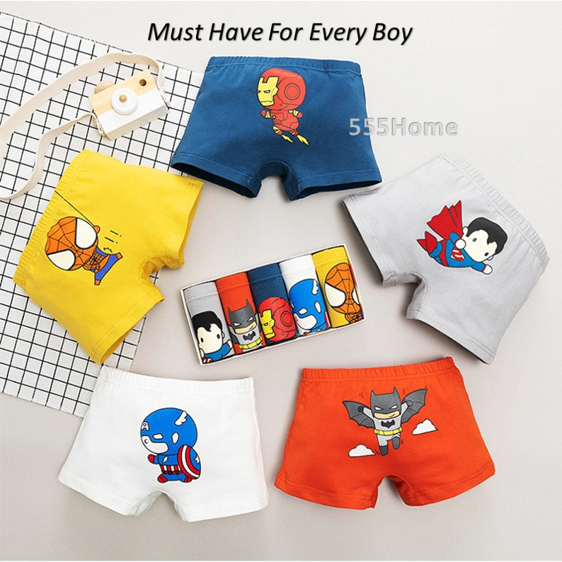 [SG Seller] 5PCs Kids Underwear / Boys Brief / Children Boxer Shorts / Cartoon Marvel Underpants