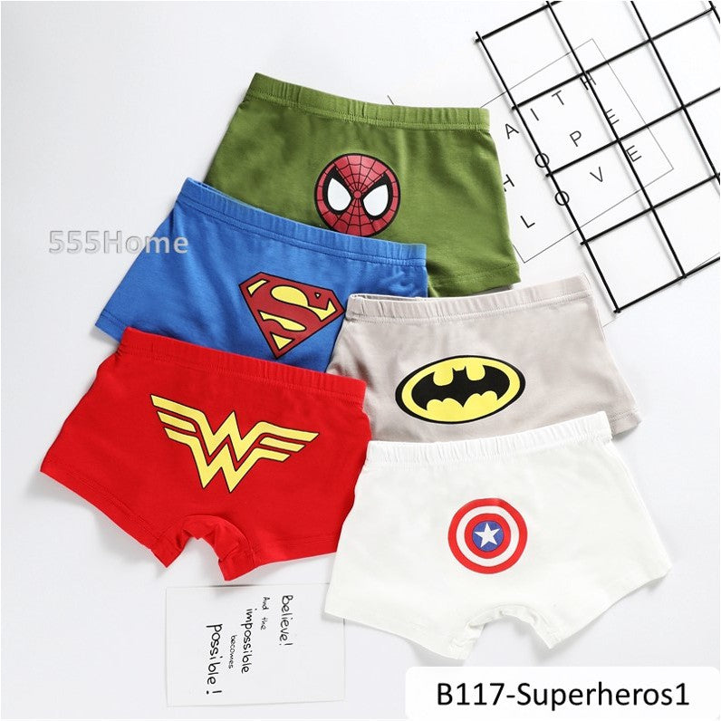 [SG Seller] 5PCs Kids Underwear / Boys Brief / Children Boxer Shorts / Cartoon Marvel Underpants