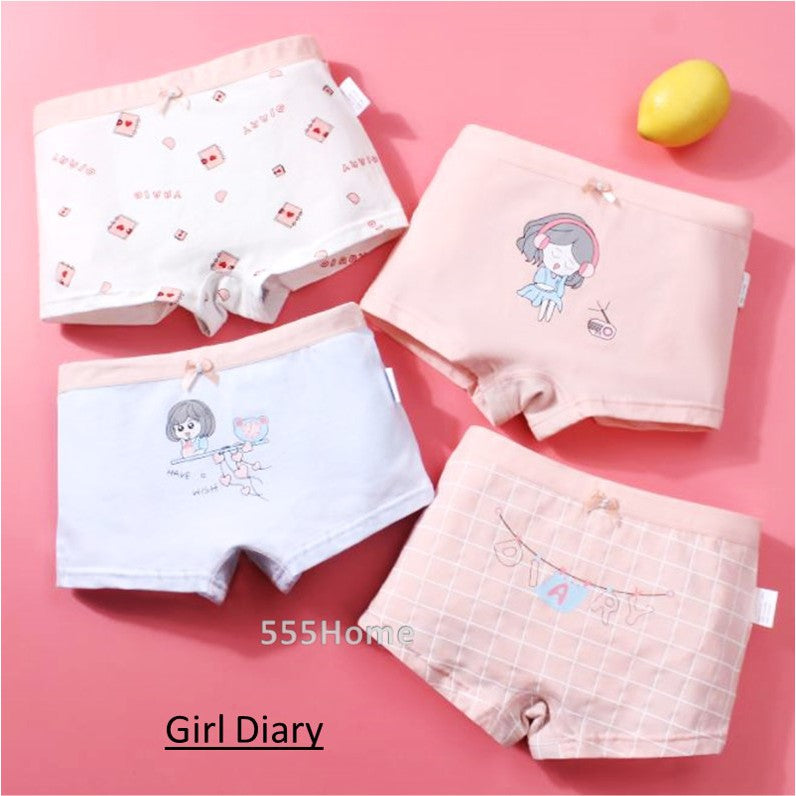 [SG] Kids Girl Underwear / 4Pcs Girls Panties Brief / Cute Children Boxer Shorts / Underpants