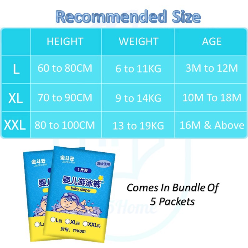 [SG] Disposable Swim Diapers/ Baby Diaper Trunk / 5 Packets / Infant Swimming Diapers Pant / Cloth Waterproof