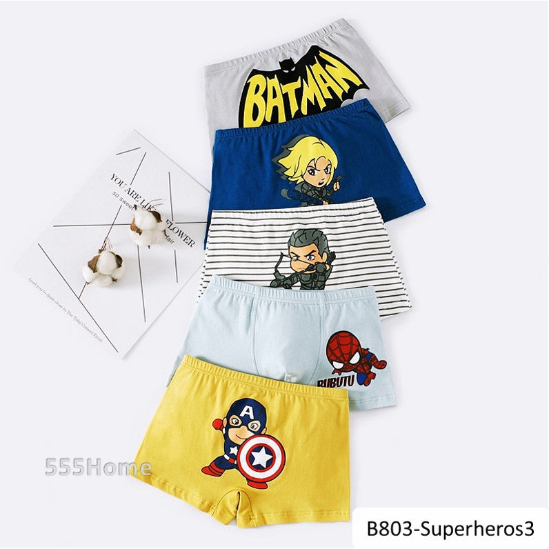 [SG Seller] 5PCs Kids Underwear / Boys Brief / Children Boxer Shorts / Cartoon Marvel Underpants