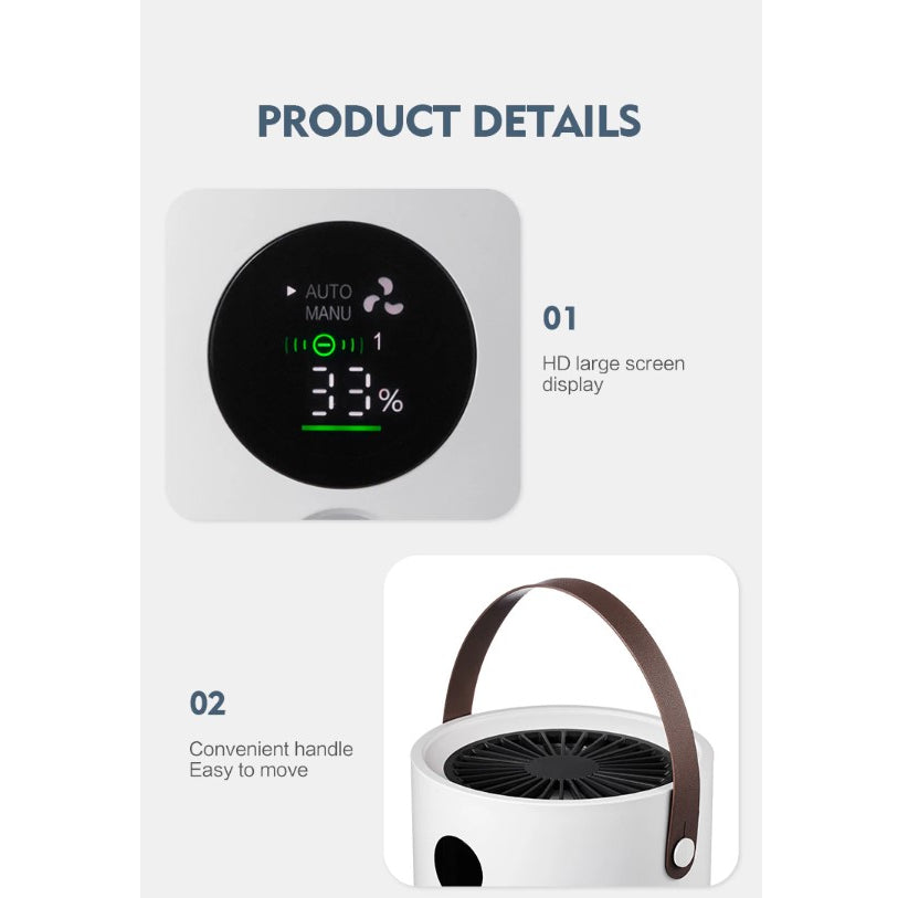 ❤️NEW 2023 Portable Air Purifier Home OLED Screen USB HEPA Filter Mini Air Purifier Carbon Dust Removal❤️SG Seller❤️