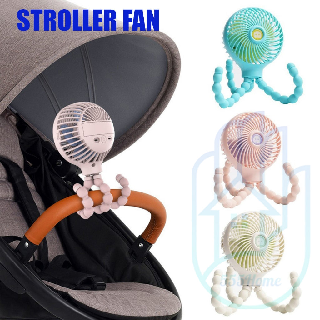 [SG] Octopus Stroller Fan / Portable Mini USB Fan Handheld Fan / Flexible Tripod Fix Baby Pram Car Seat, Crib, Desk