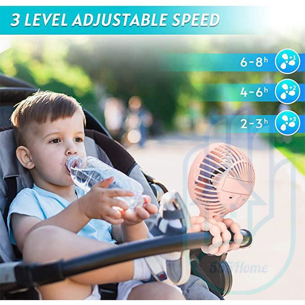 [SG] Octopus Stroller Fan / Portable Mini USB Fan Handheld Fan / Flexible Tripod Fix Baby Pram Car Seat, Crib, Desk