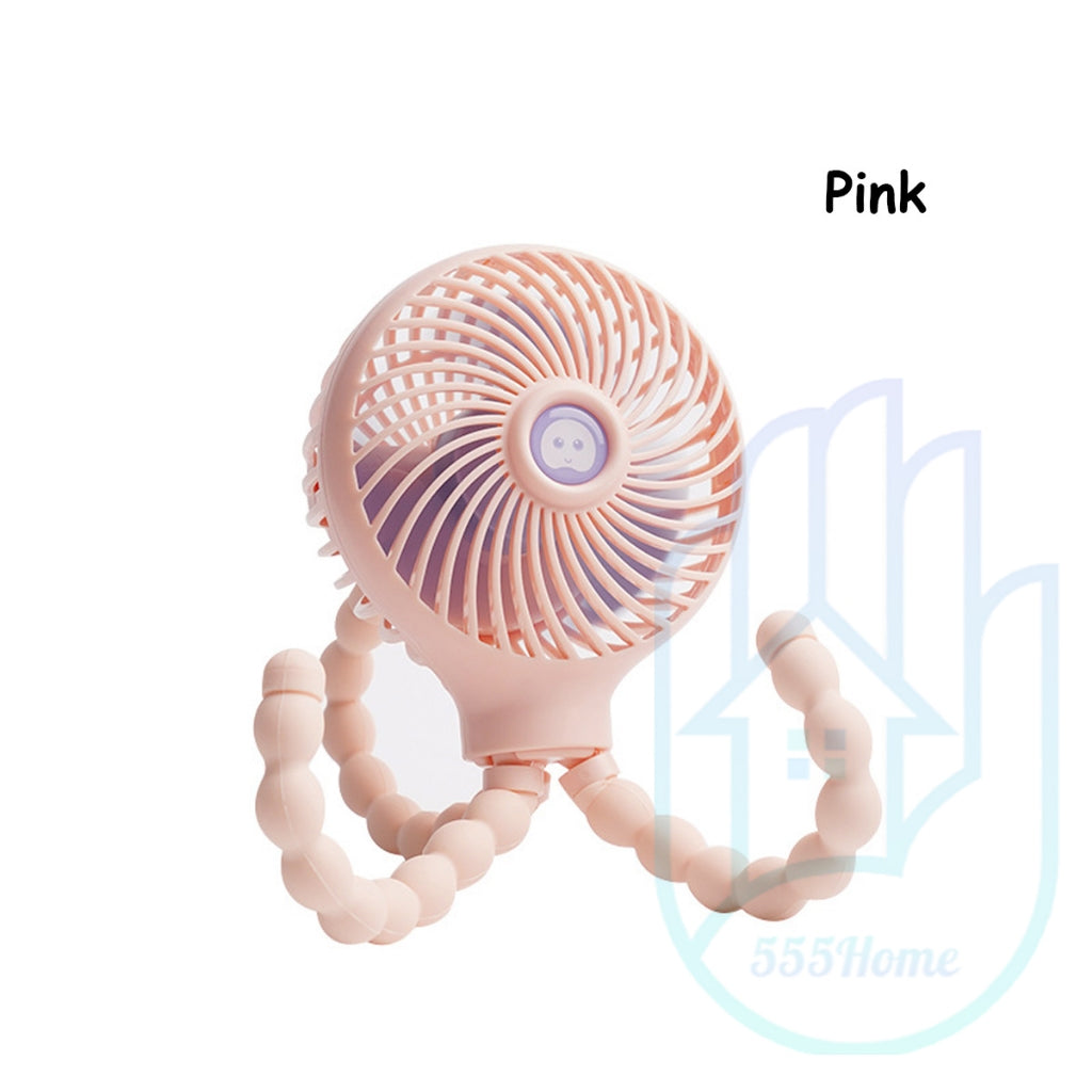 [SG] Octopus Stroller Fan / Portable Mini USB Fan Handheld Fan / Flexible Tripod Fix Baby Pram Car Seat, Crib, Desk