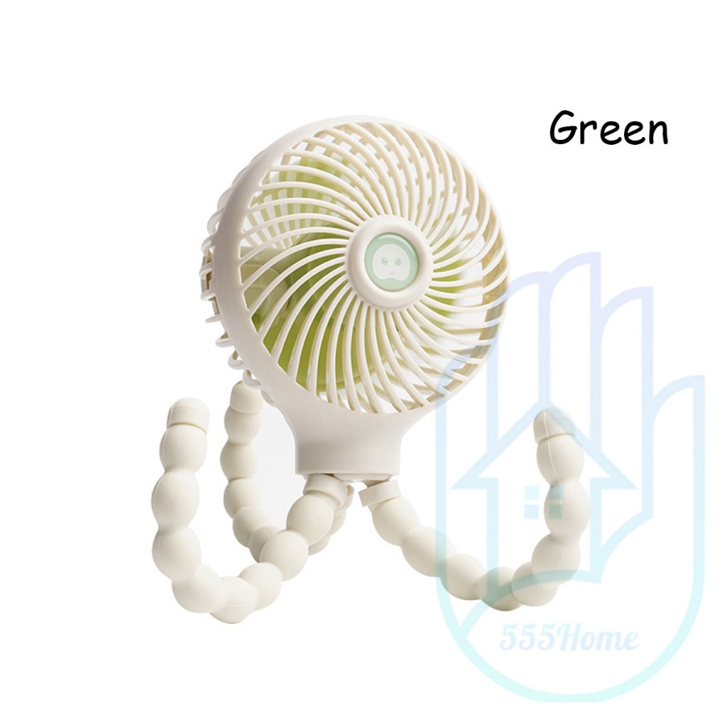 [SG] Octopus Stroller Fan / Portable Mini USB Fan Handheld Fan / Flexible Tripod Fix Baby Pram Car Seat, Crib, Desk