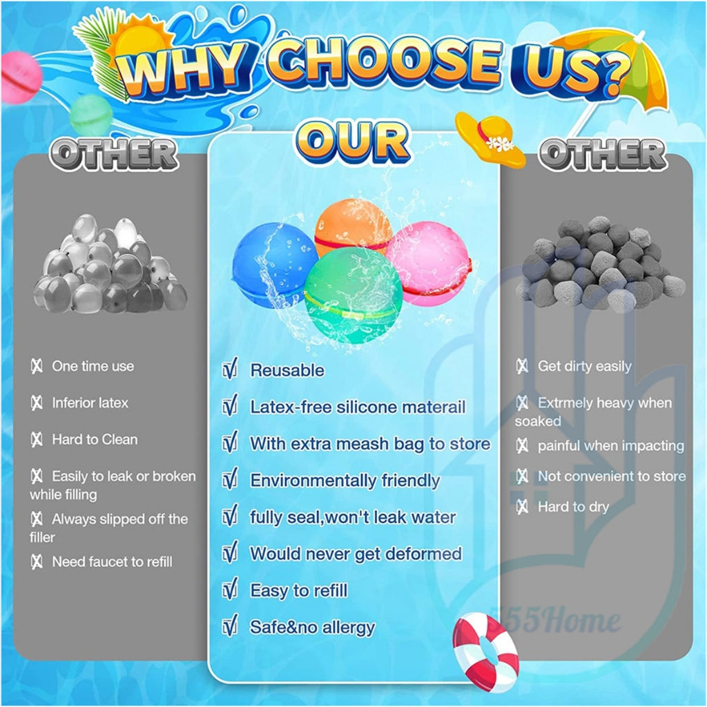 [SG] Magnetic Water Ball / Automatic Self-Sealing Reusable Water Balloon Capsule /Water Bath Swimming Splash Beach Toys