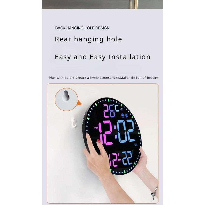 LED Digital Wall Clock Large Screen Temperature Date Day Display Smart Wifi , Tuya / Smart Life