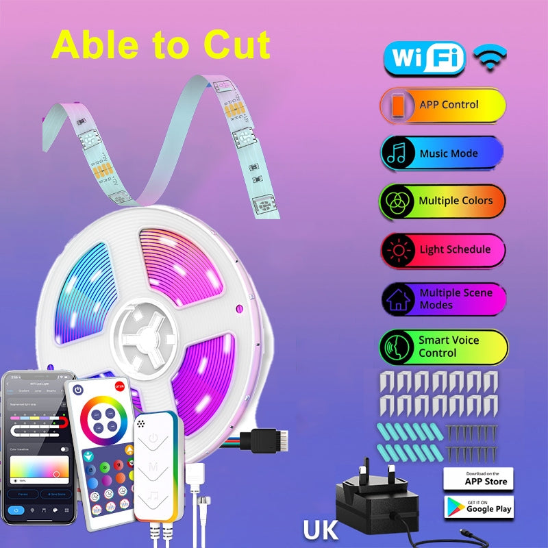 LED Strip light RGB Fairy light USB Power Plug With Remote WiFi Waterproof Tape Adhesive 5m