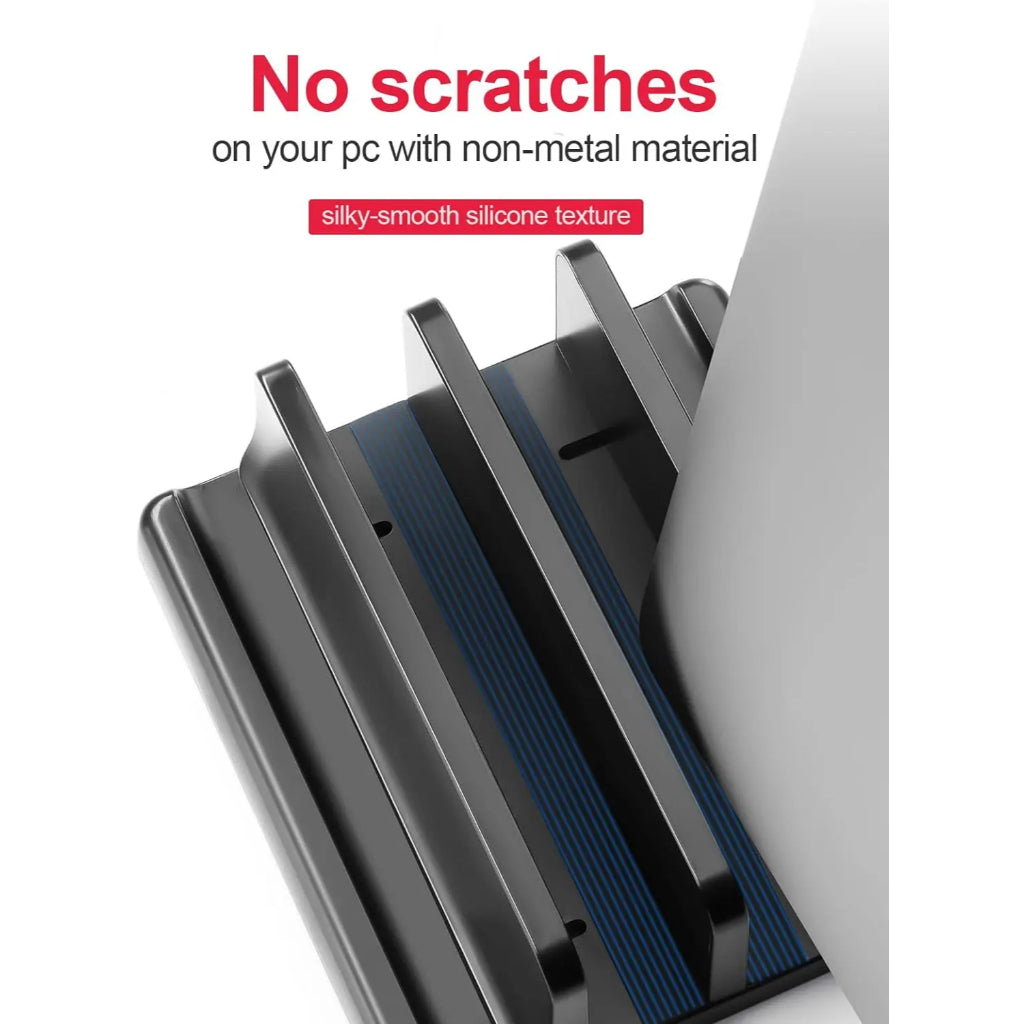 Vertical Laptop Stand - Sleek Black, Portable & Adjustable, Perfect for Premium Laptops